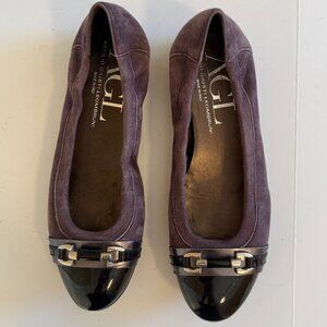 AGL Monike Cap Purple suede with buckle  and black patent toe cap Size 39.5